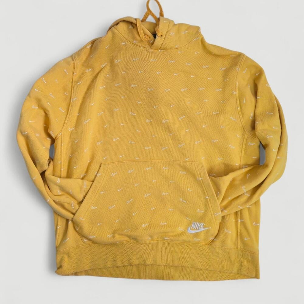 Nike Men's Mustard Yellow Logo Hoodie Large